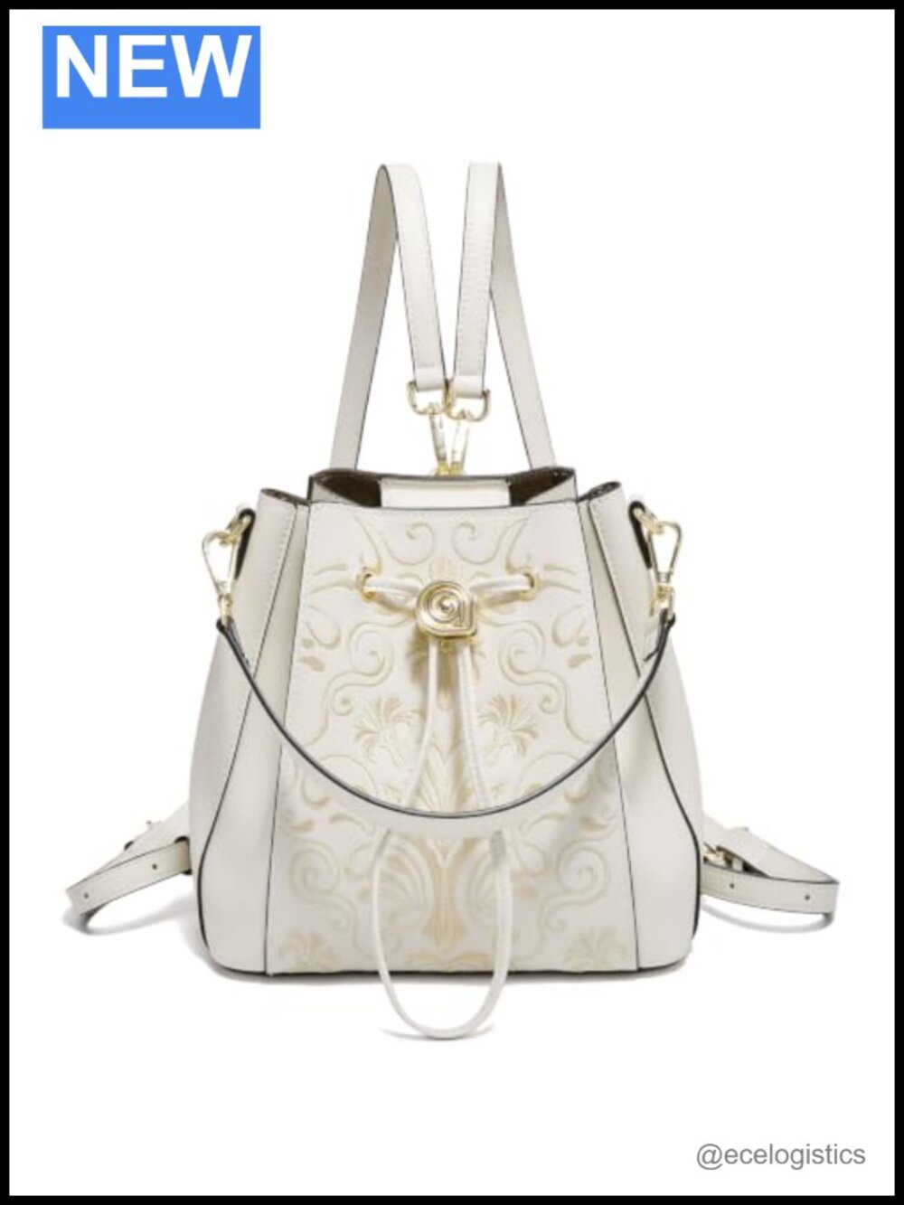 Women's Embroidery Leather Backpack Vintage Handbag Crossbody Satchel